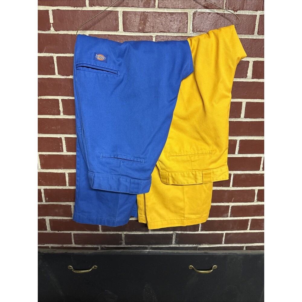 Lot of 2 Dickies Men’s Work Pants Size 36 Bright Blue Yellow Colorful